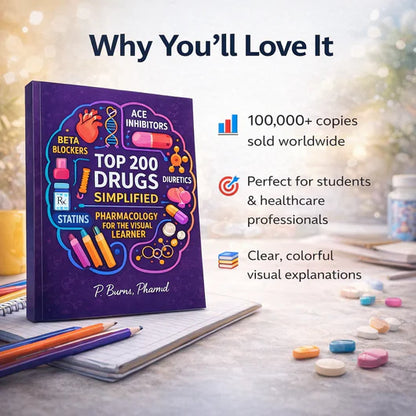 Top 200 Drugs Simplified: Pharmacology Coloring Book & Study Guide